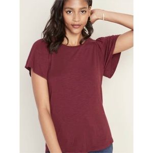 🆕 Old Navy Burgundy Relaxed Flutter Sleeve Top XL